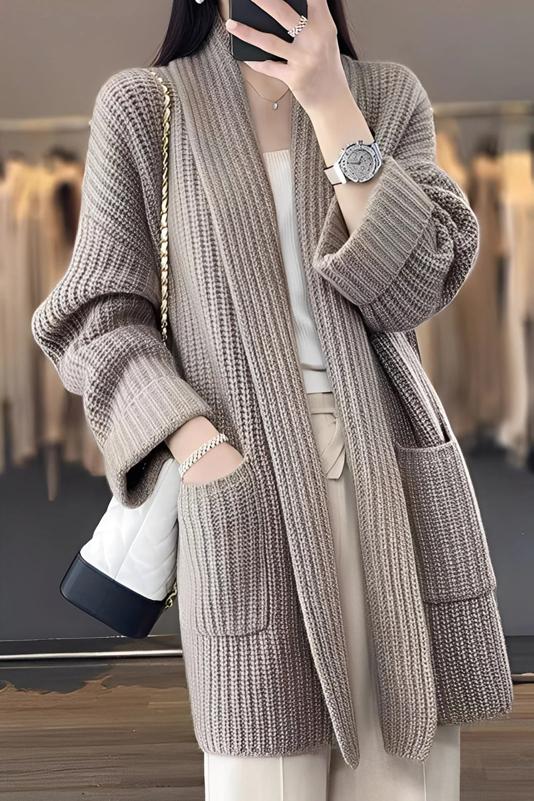 Alma | Elegancki długi kardigan damski - Image 4