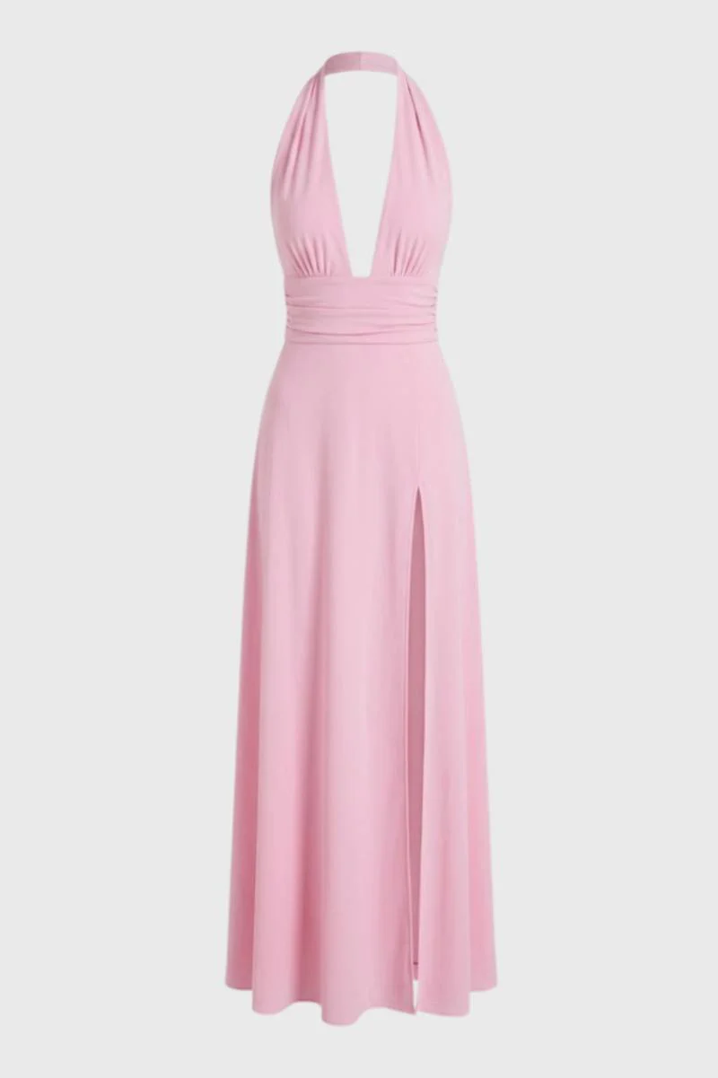 Beverly | Sukienka maxi damska elegancka na ramiączkach halter - Image 2