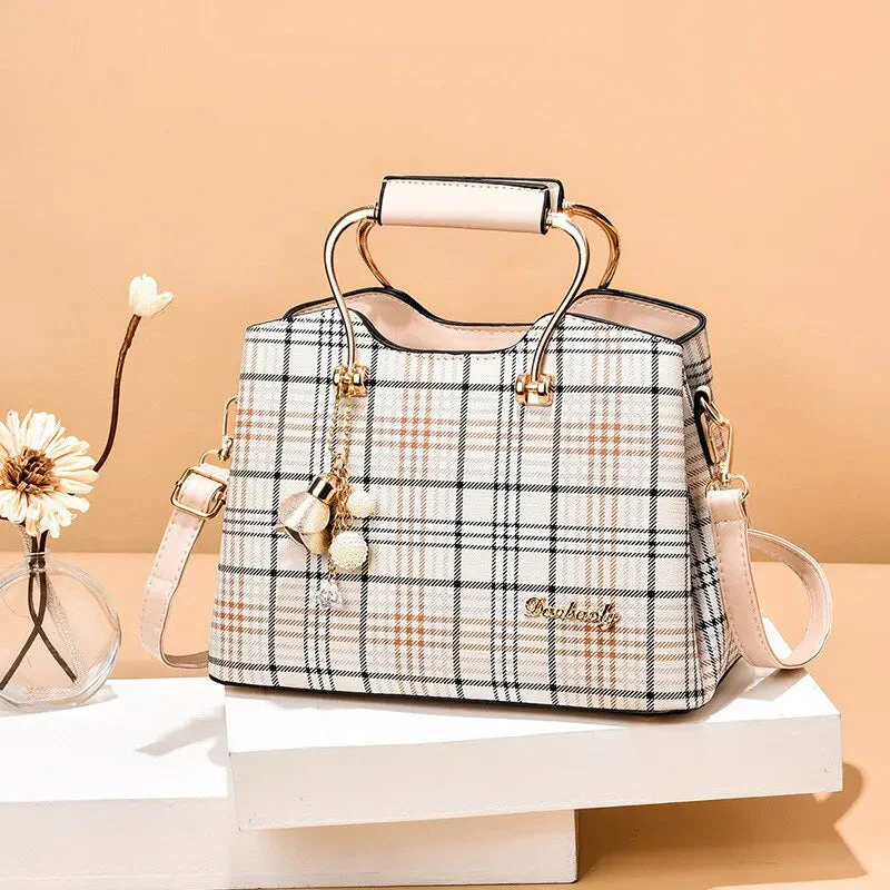 Carry | Torebka damska kraciasta elegancka do ręki i na ramię stylowa klasyczna - Image 3