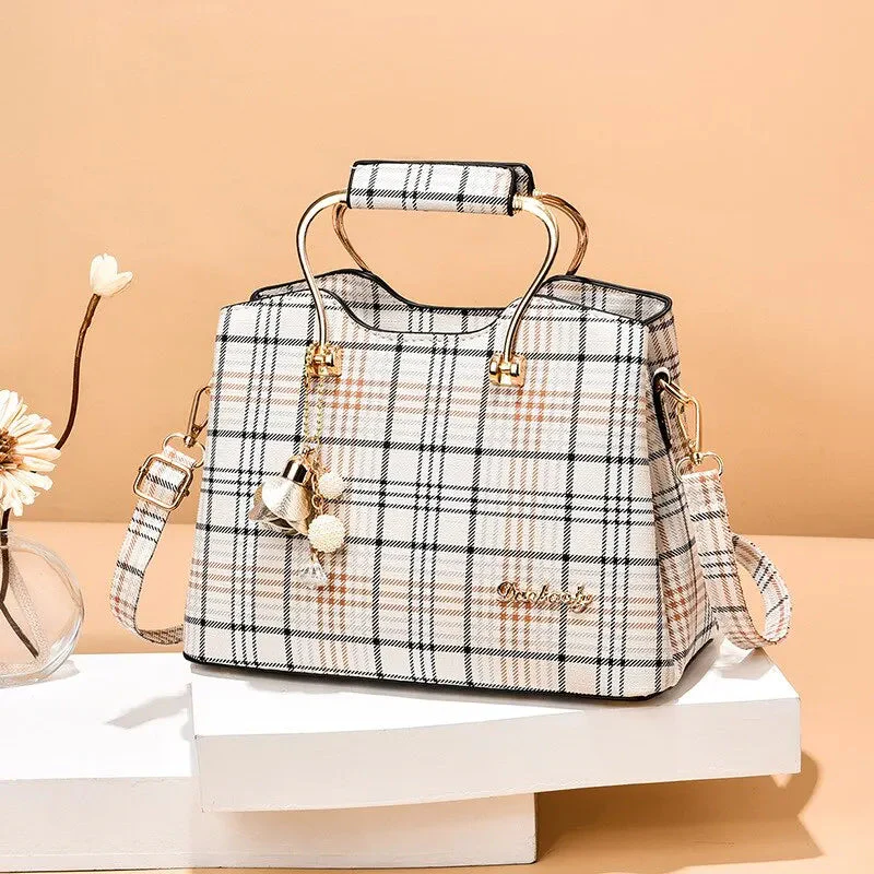 Carry | Torebka damska kraciasta elegancka do ręki i na ramię stylowa klasyczna - Image 9