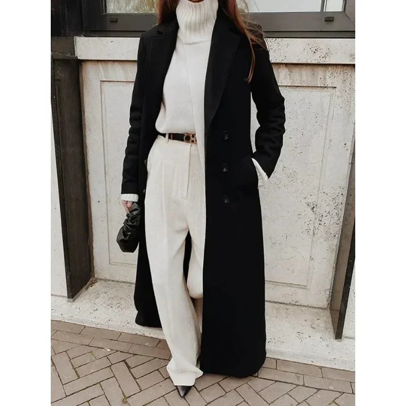 Cordelia | Długi damski płaszcz dwurzędowy - Image 3