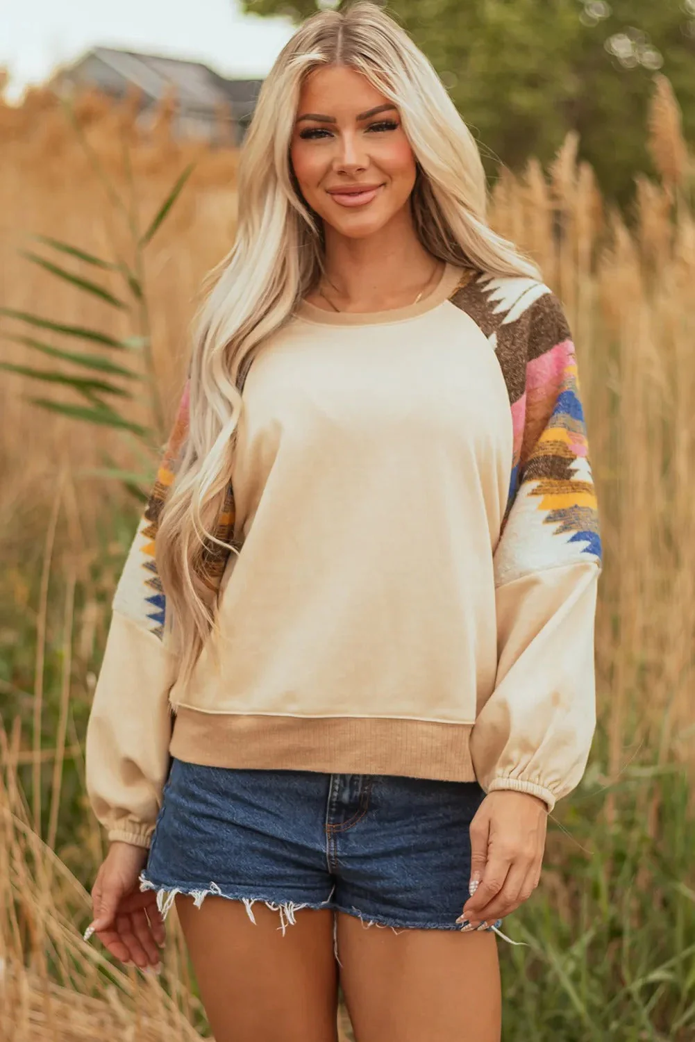 Daphne | Damski kolorowy sweter z rękawami w aztecki wzór, modny casual - Image 2