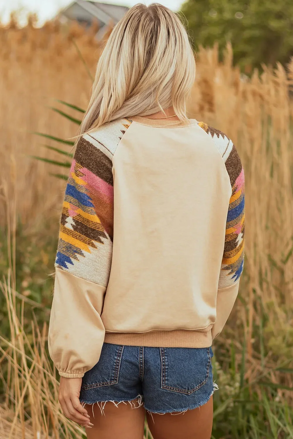 Daphne | Damski kolorowy sweter z rękawami w aztecki wzór, modny casual - Image 3