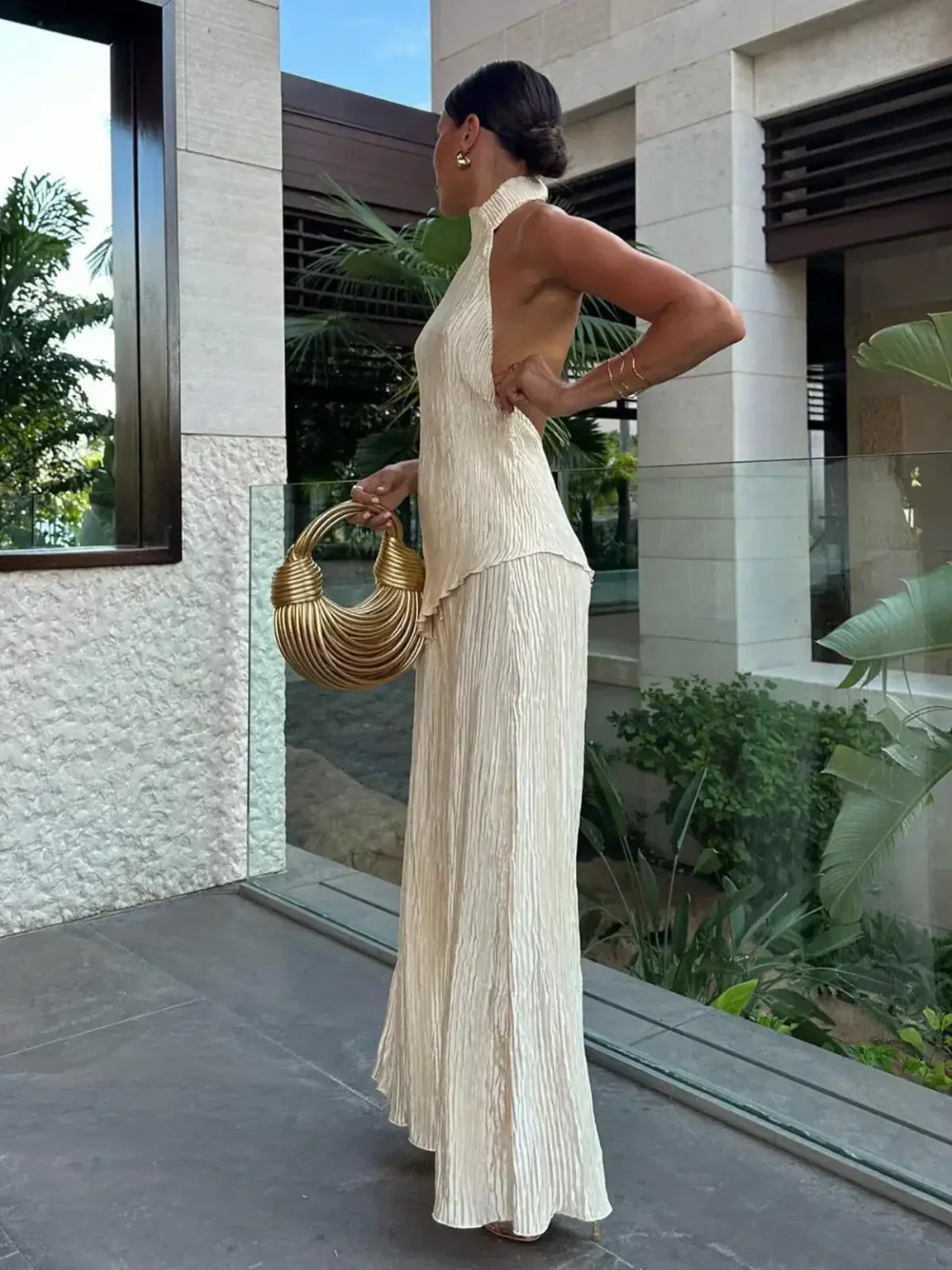 Dottie | Kombinezon damski typu halter z szerokimi nogawkami, elegancki - Image 2