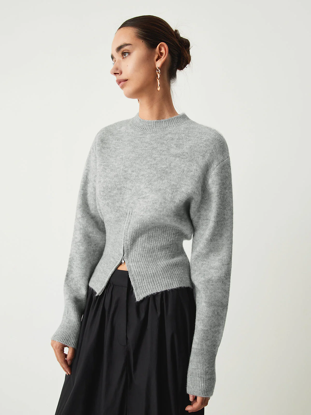Edith | Damski sweter z półzamkiem i puszystą fakturą, wygodny i cozy fason