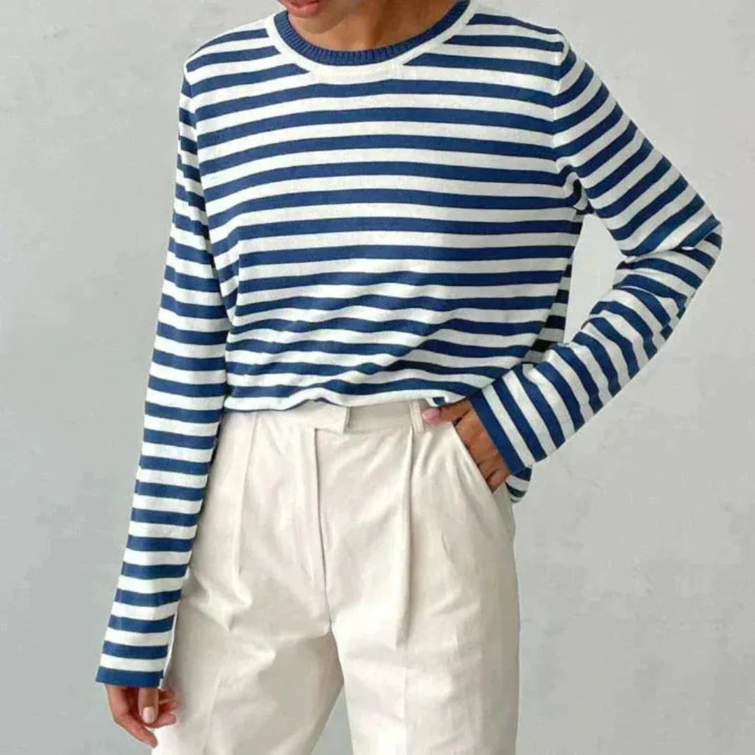 Erika | Klasyczna damska bluzka w paski z długim rękawem casual basic