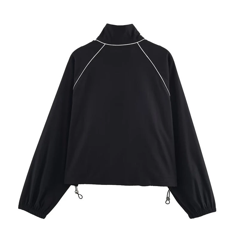 Finn | Damska sportowa kurtka z czarnego nylonu w stylu koreańskim - Image 3
