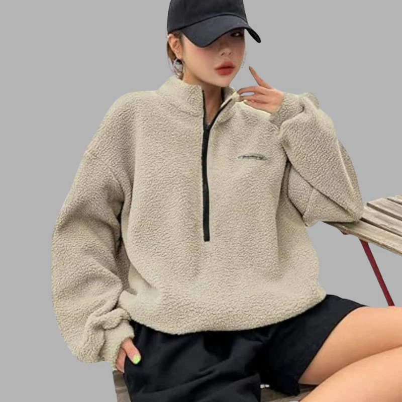 Gage | Sweter damski oversize z długim rękawem i stójką, dzianinowy
