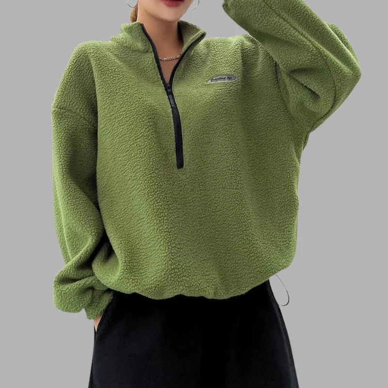 Gage | Sweter damski oversize z długim rękawem i stójką, dzianinowy - Image 4