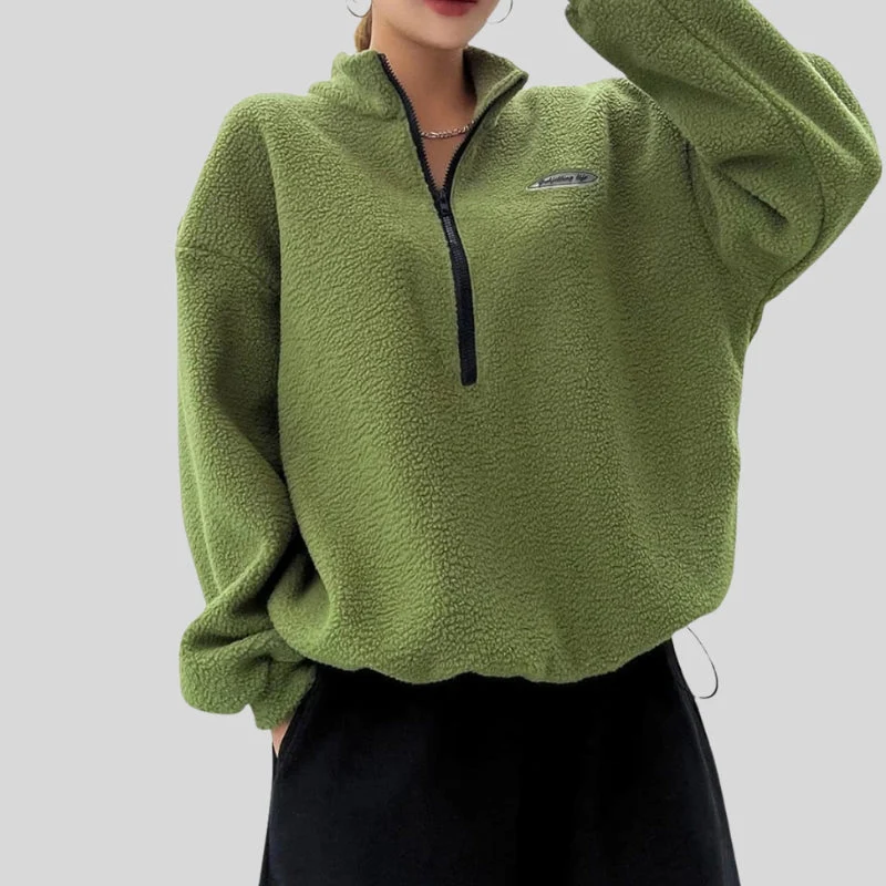 Gage | Sweter damski oversize z długim rękawem i stójką, dzianinowy - Image 5