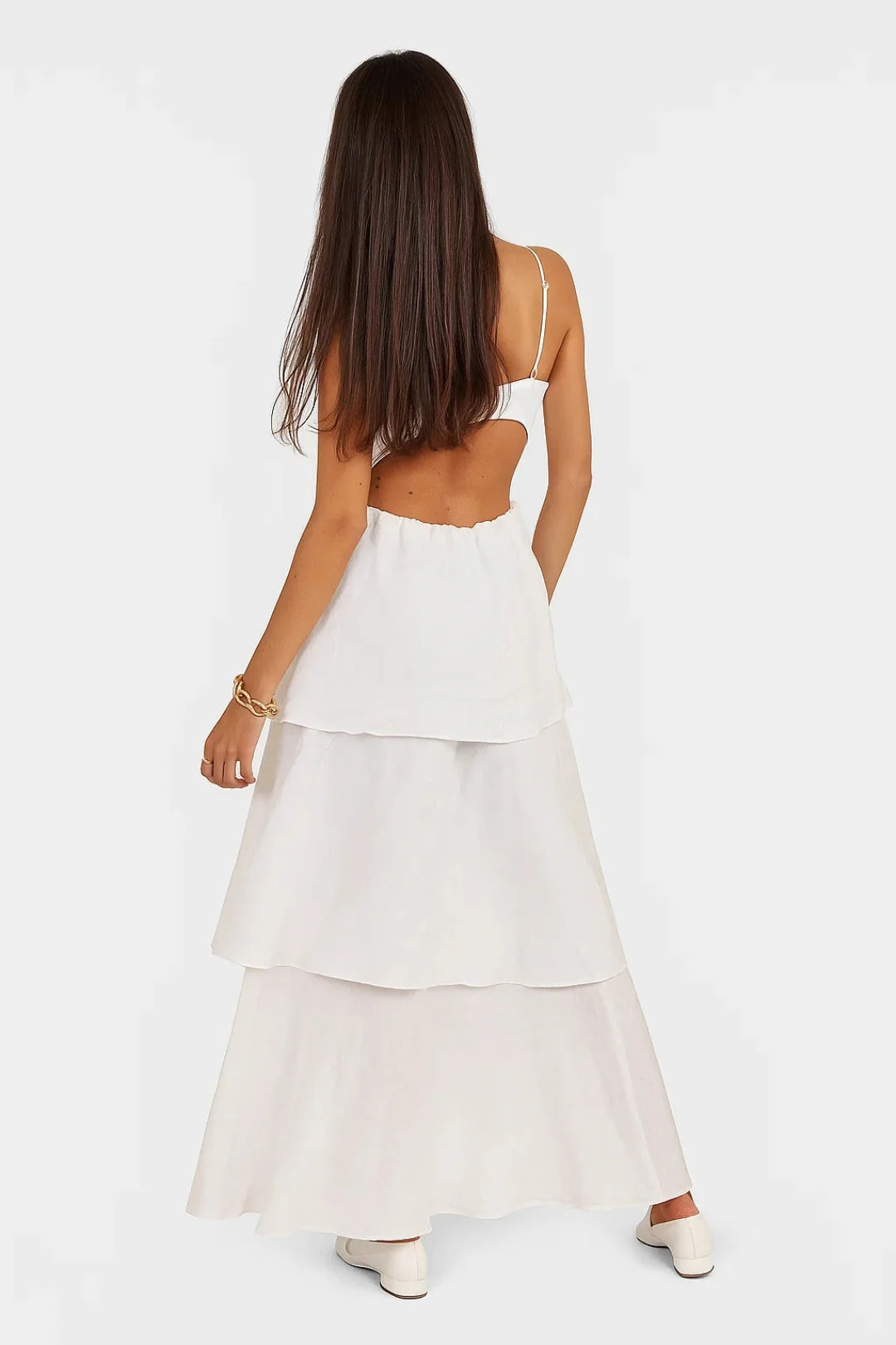 Holly | Sukienka maxi damska elegancka z wycięciem i warstwową spódnicą - Image 4
