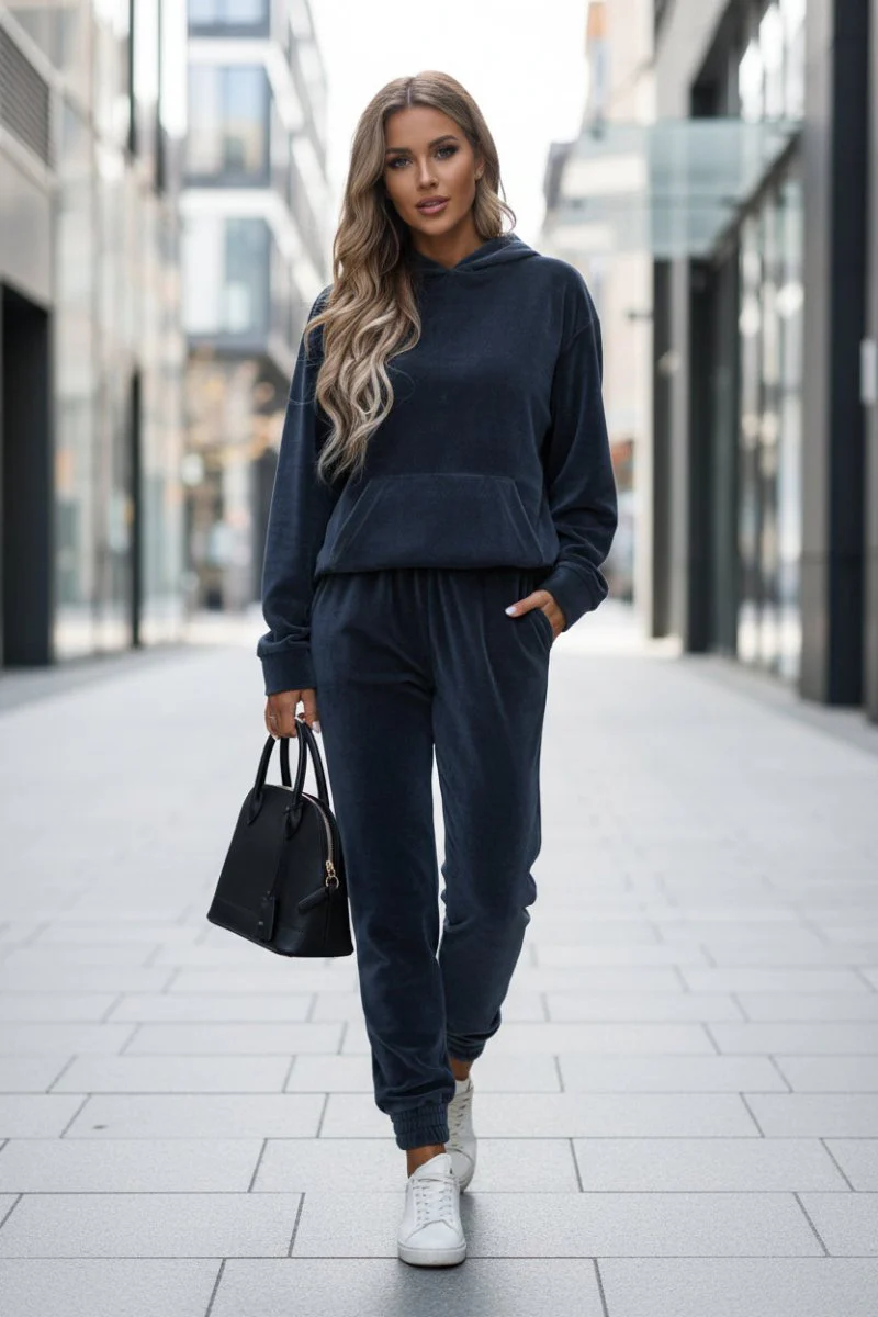 Janelle | Damski komplet wiosenny casual z bawełny i poliestru miękki