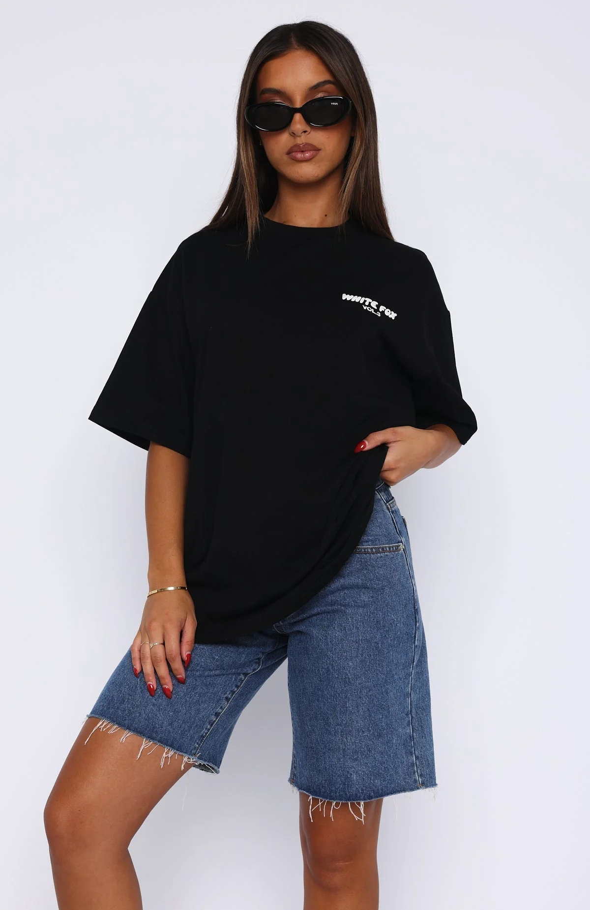 Jayne | Damski t-shirt oversize czarny wygodny nowoczesny casualowy - Image 2
