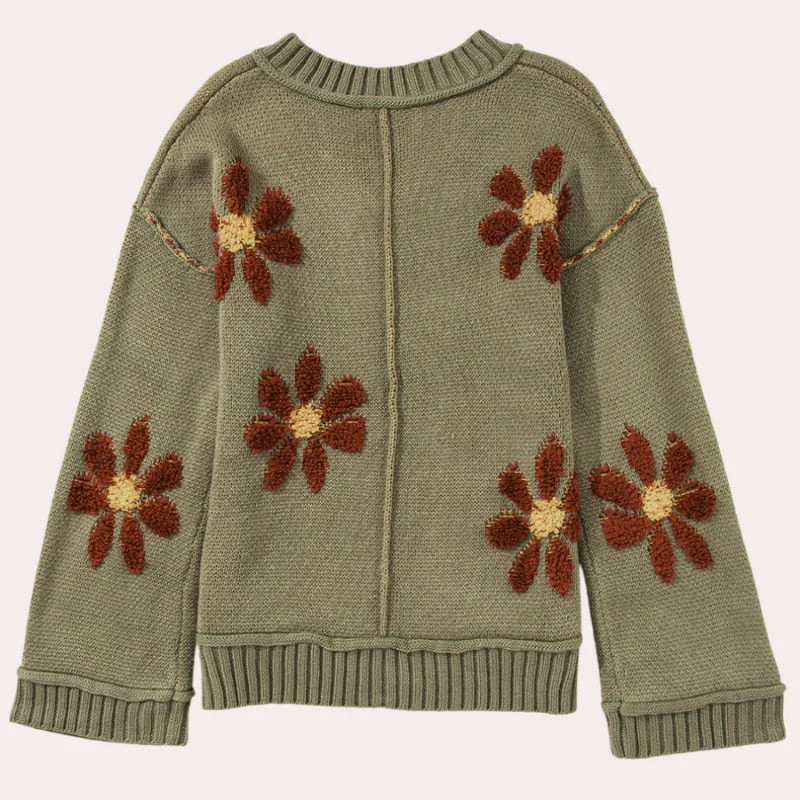 Kitty | Sweter damski z długim rękawem, dekolt w serek - Image 4
