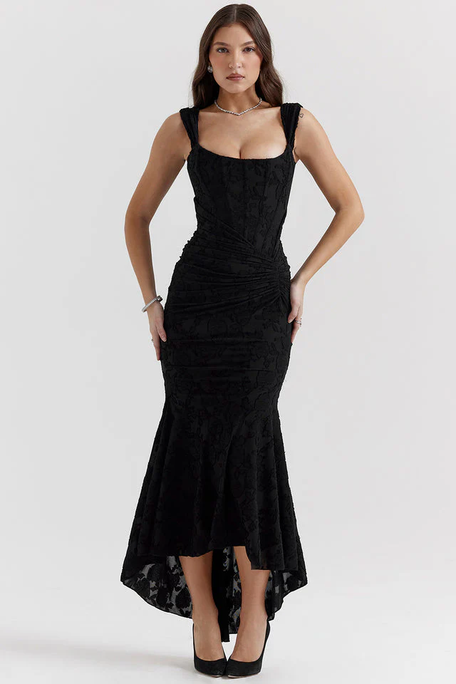 Kloey | Elegancka Sukienka Wieczorowa z Koronkowym Akcentem - Image 3