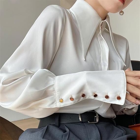 Lauren | Elegancki top damski z satyny z długimi rękawami