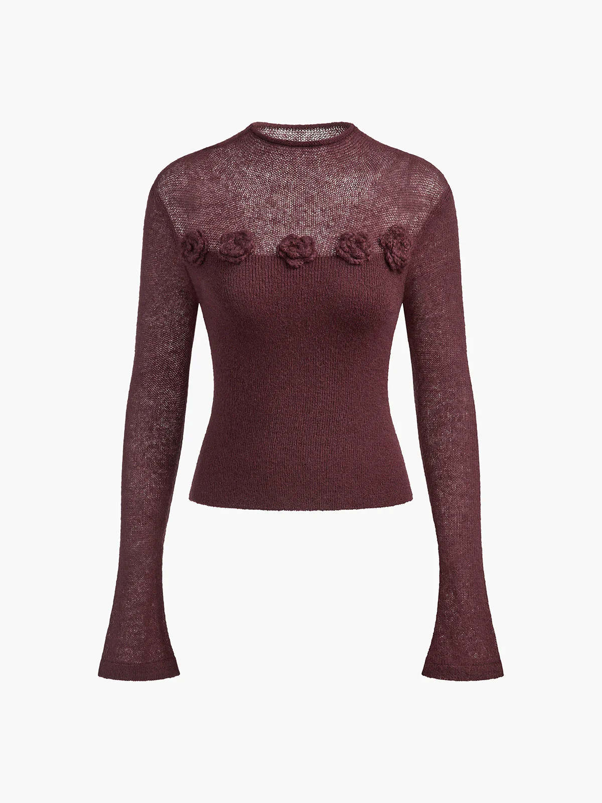 Lauretta | Top damski z miękkiej dzianiny z aplikacją 3D w kwiaty, elegancki fason - Image 7