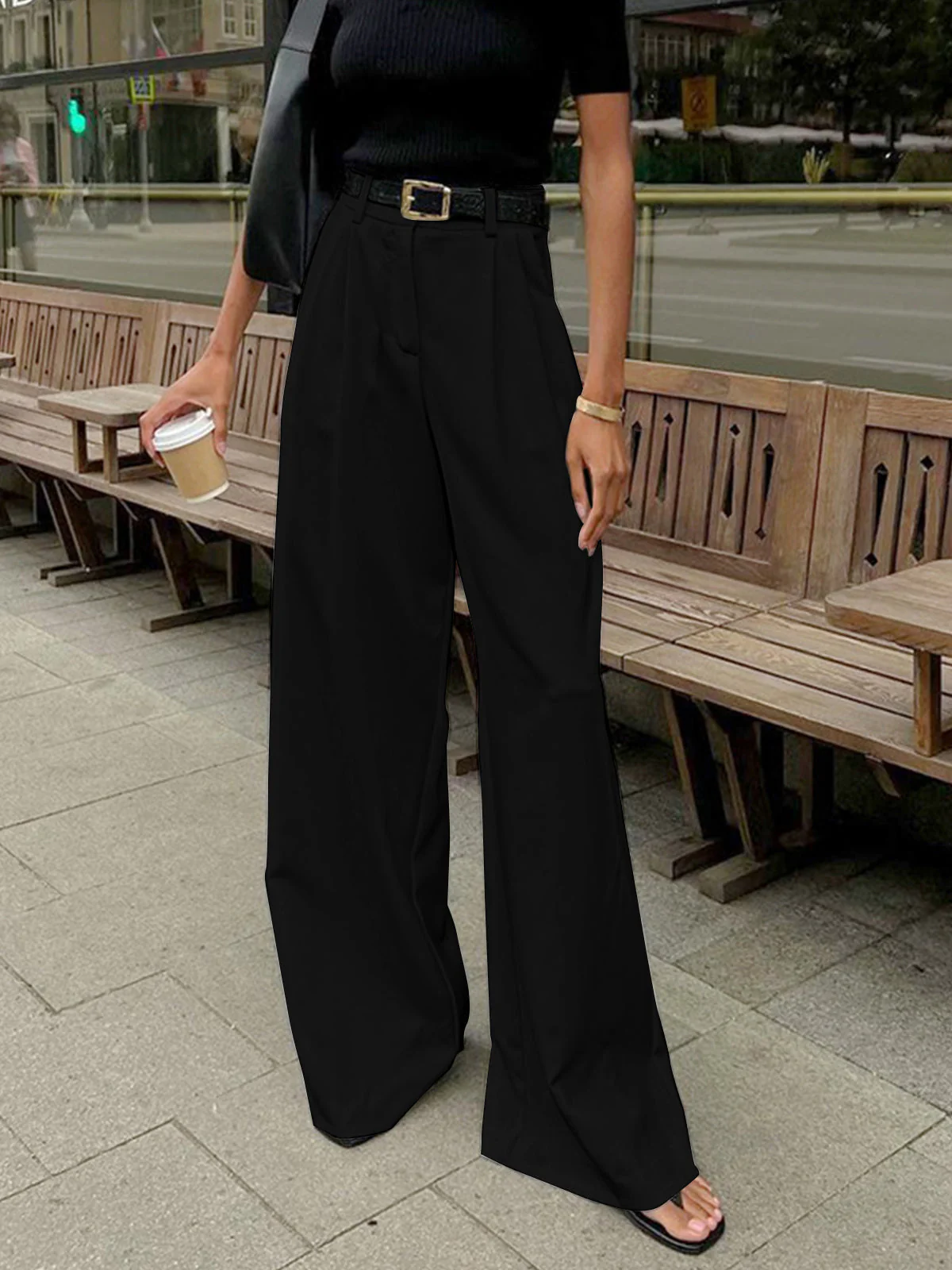 Lena | Eleganckie damskie spodnie o szerokich nogawkach - Image 3