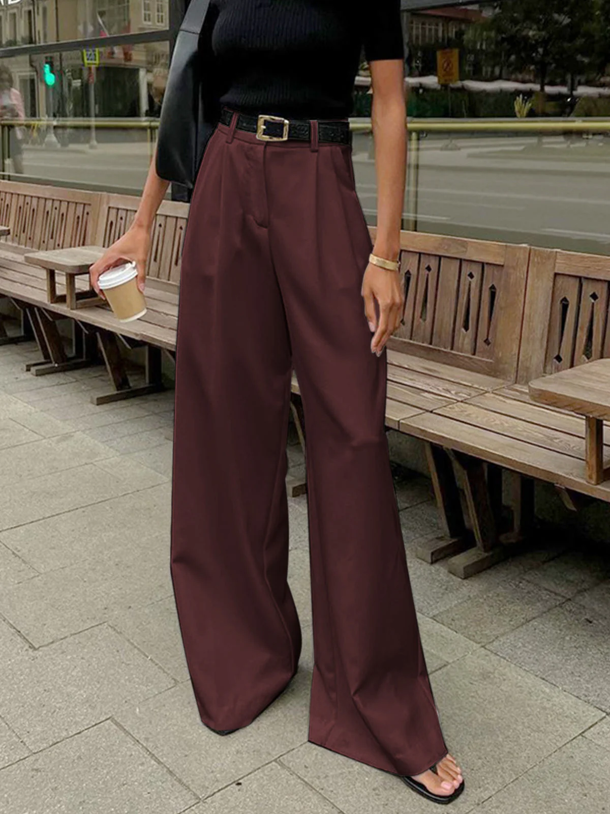 Lena | Eleganckie damskie spodnie o szerokich nogawkach - Image 4
