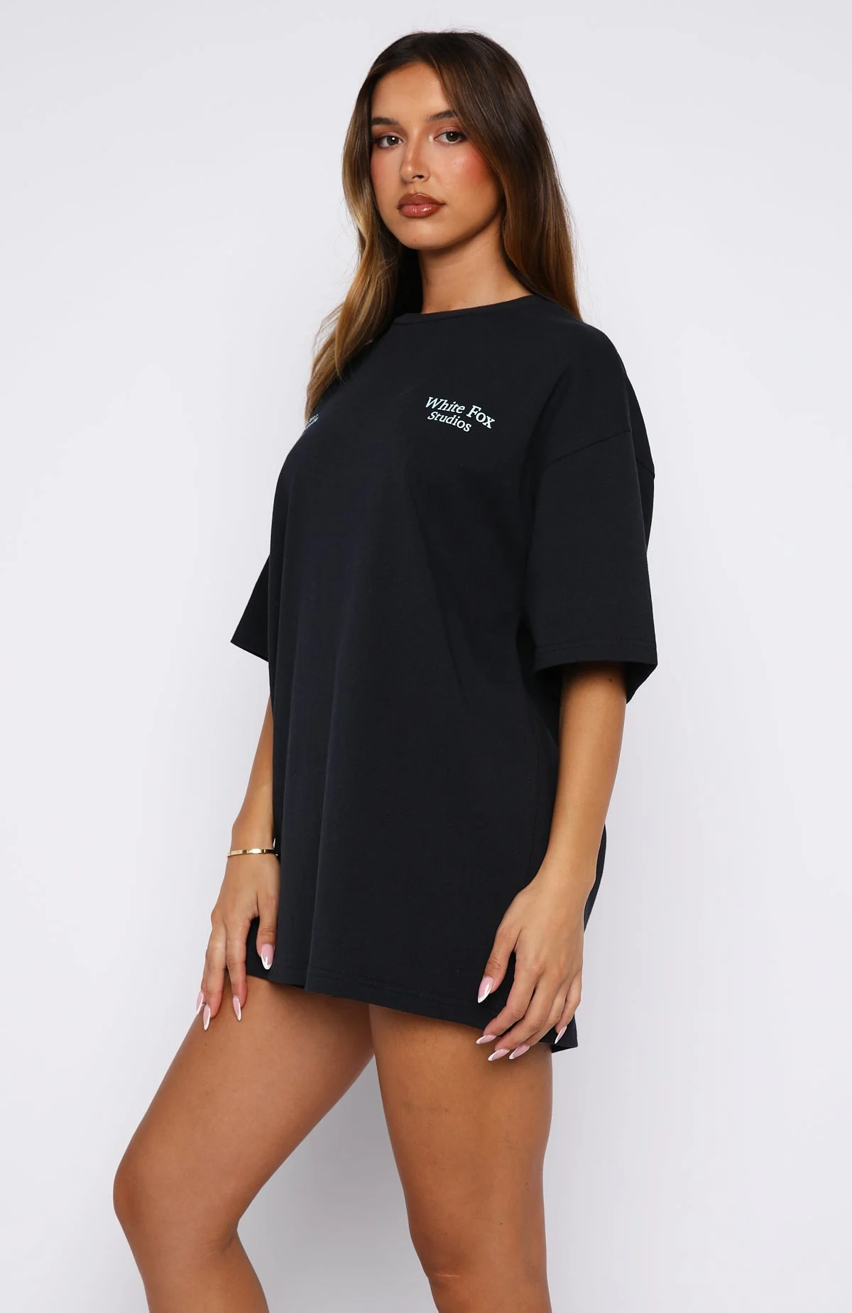 Margo | Damski t-shirt oversize granatowy wygodny casualowy - Image 4
