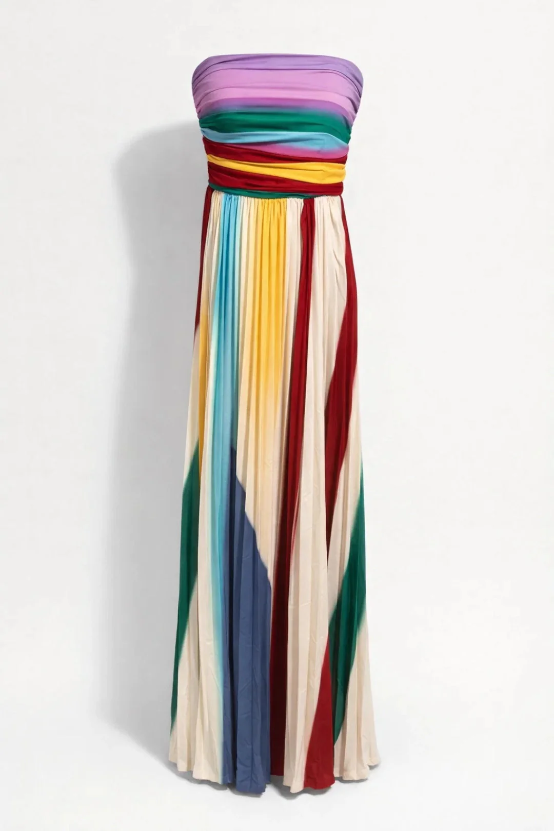 Rosaleen | Sukienka maxi damska wielokolorowa bez ramiączek elegancka letnia boho - Image 2