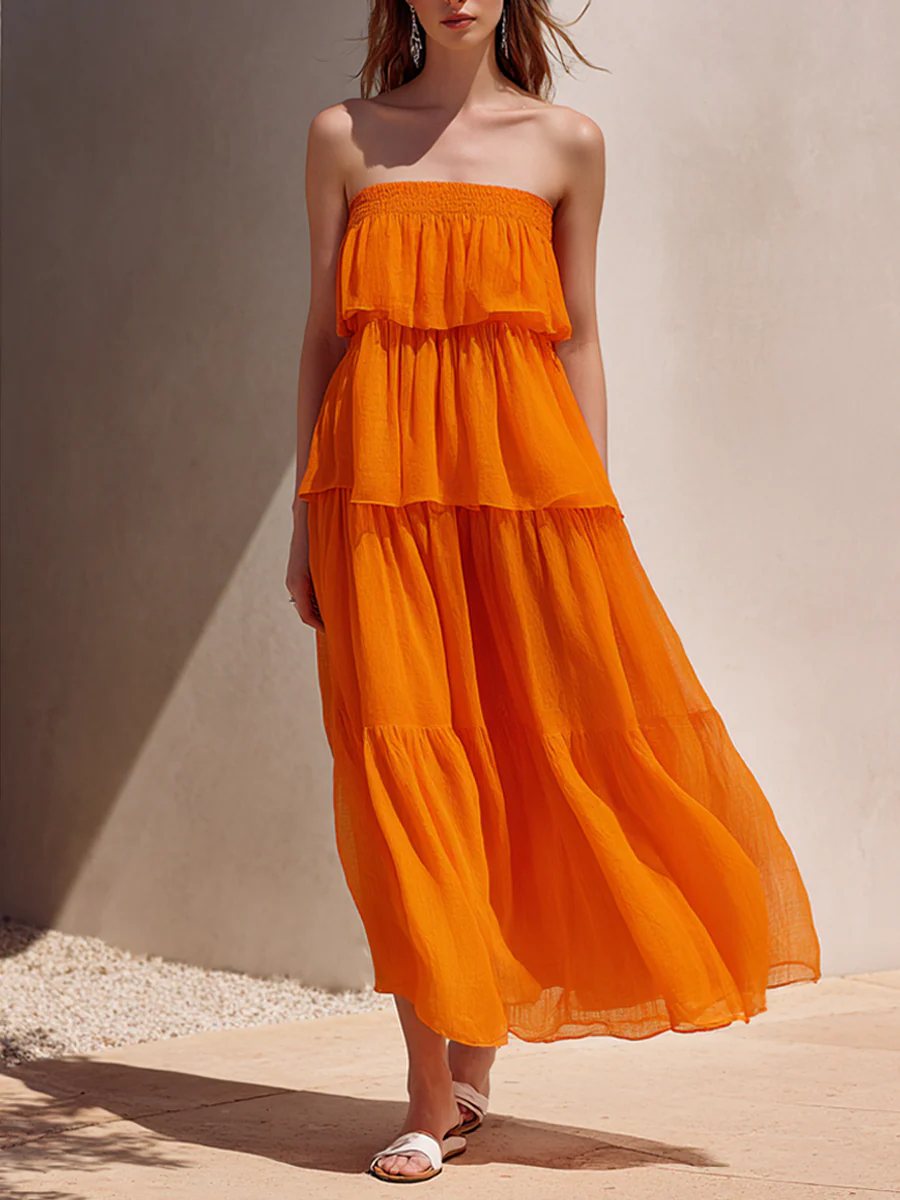Rosalyn | Sukienka maxi damska minimalistyczna z szyfonu warstwowa - Image 2