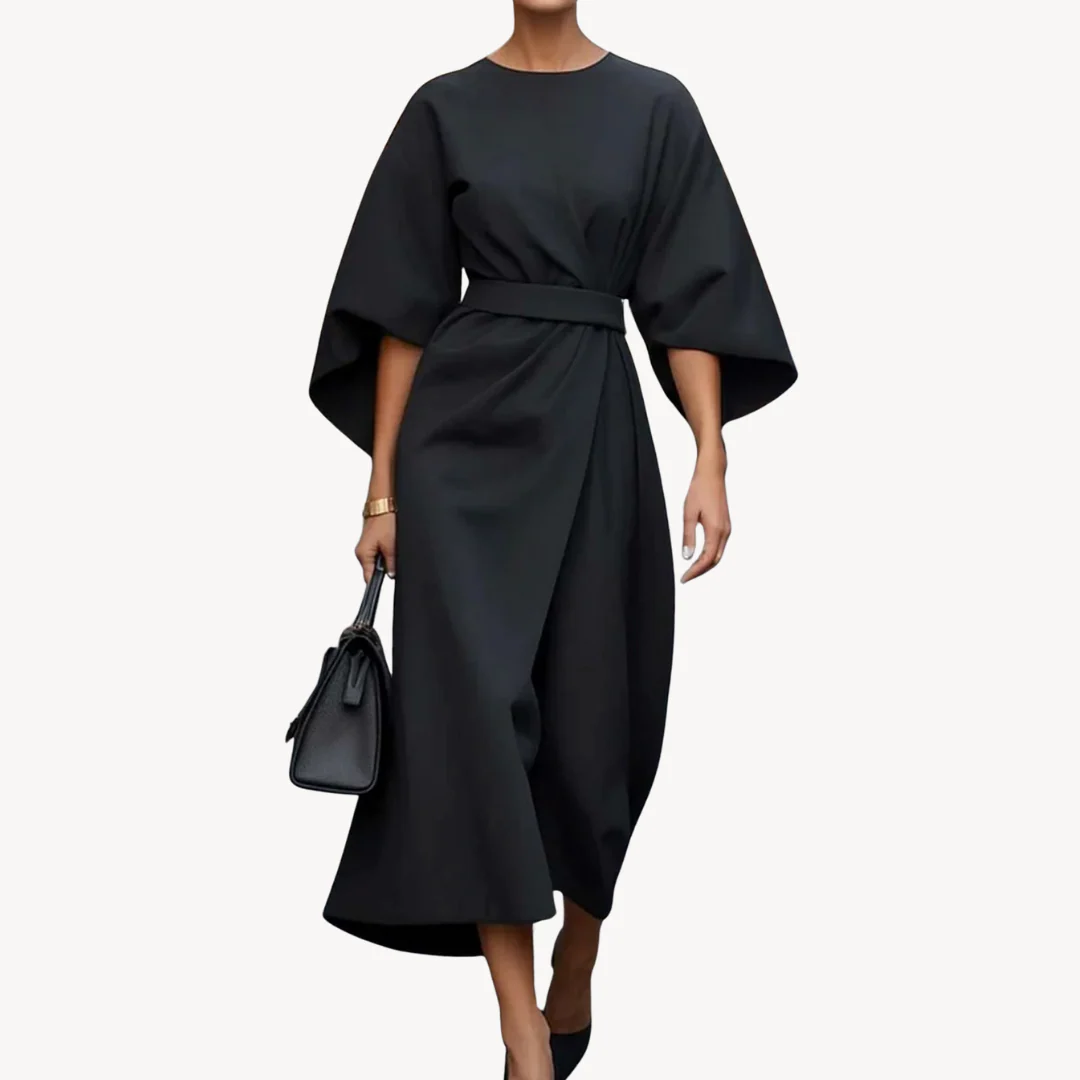 Viviana | Elegancka sukienka midi z szerokimi rękawami