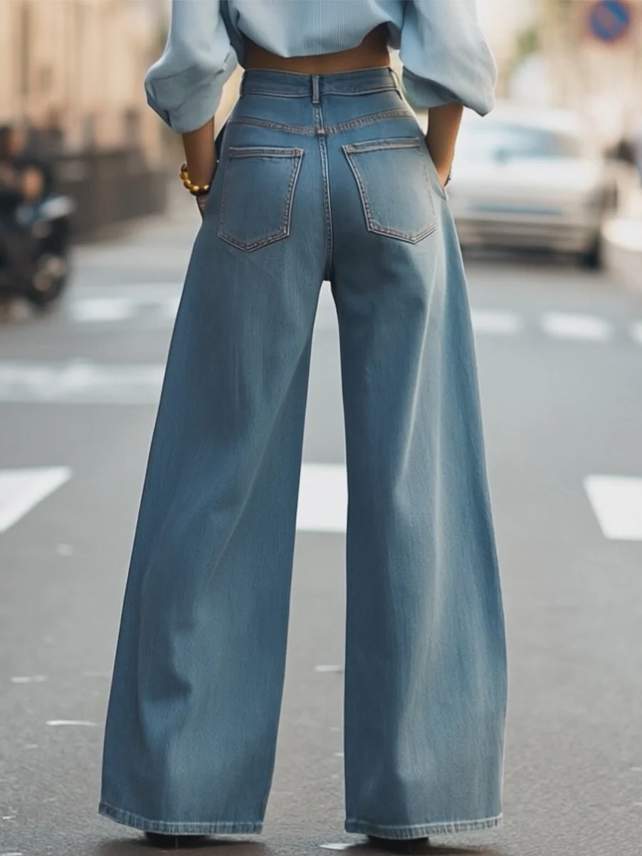 Zoey | Vintage szerokie spodnie jeansowe - Image 4